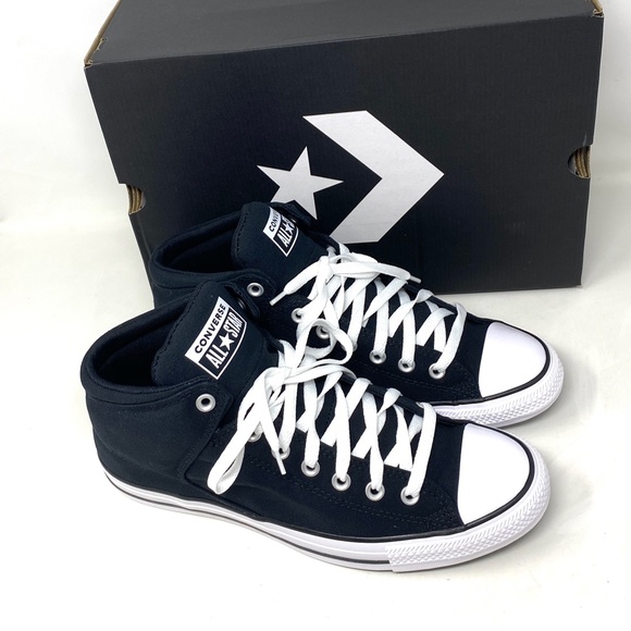 Converse Ctas High Street White Black Shoe For Men Canvas Casual Mid Top 151041F - Picture 5 of 9